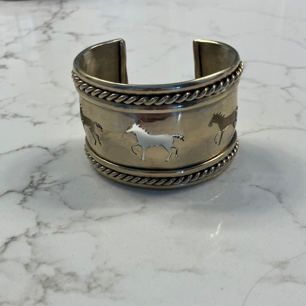Silver Horse Motif Cuff Bracelet